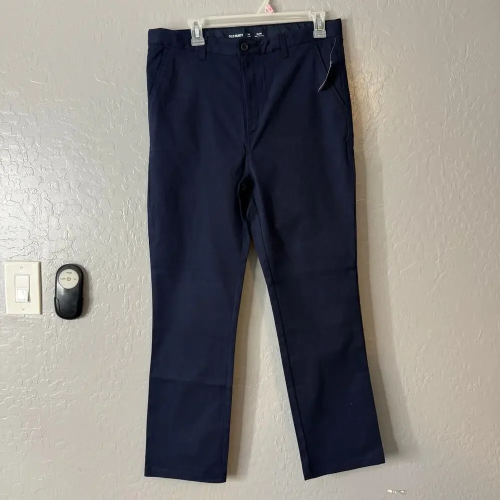 Old Navy Slim School Uniform Chino Pants for Boys, Navy, 20 Plus 665608